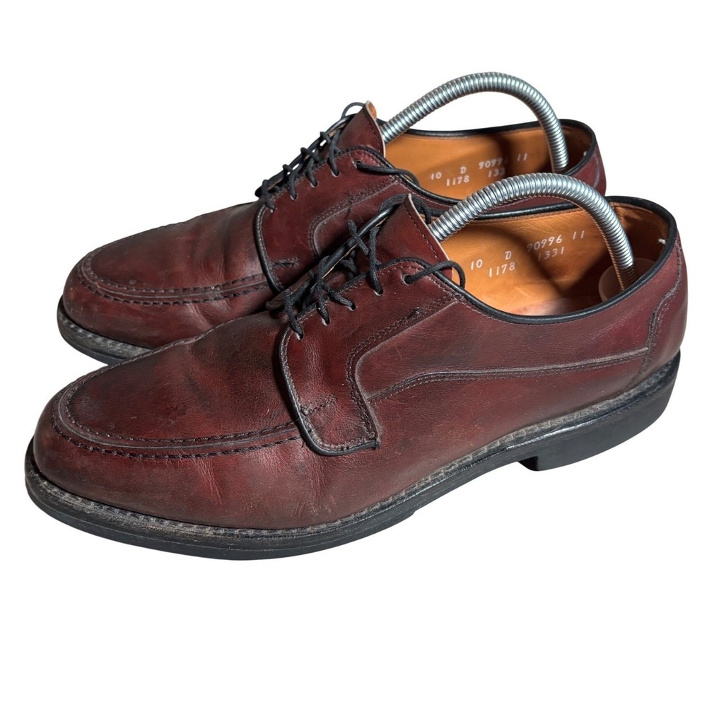 Allen Edmonds 10 D Wilbert Burgundy Leather Split Toe Derby Shoes Heritage Work